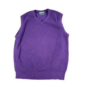 Lyle & Scott Purple V-Neck Sleeveless Sweater Vest Mens M Scotland Combed Cotton